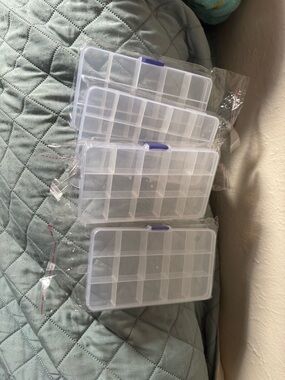 Clear Plastic Compartment Storage Box - Pack of 4